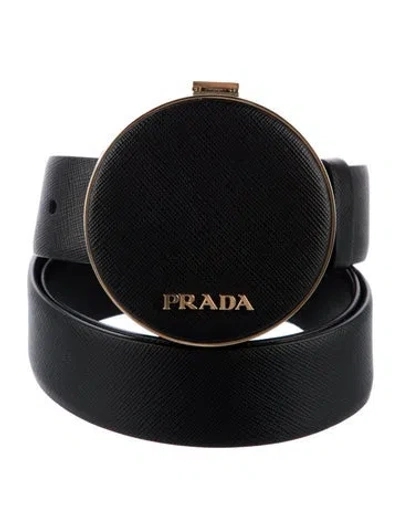 Pre-owned Prada Leather Waist Belt In Black