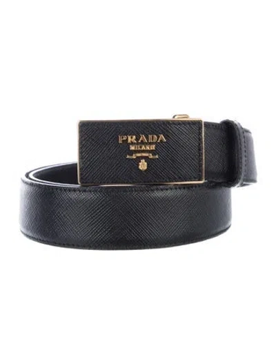 Pre-owned Prada Leather Waist Belt In Black