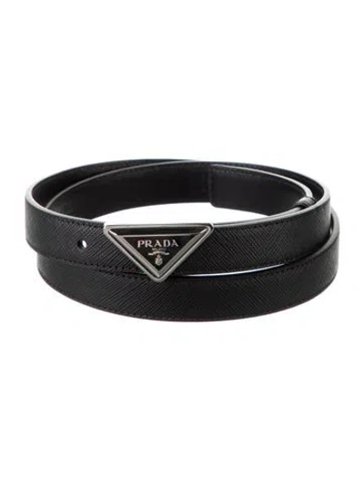 Pre-owned Prada Leather Waist Belt In Black