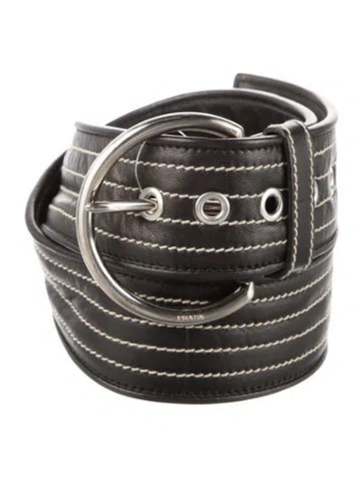 Pre-owned Prada Leather Waist Belt In Black
