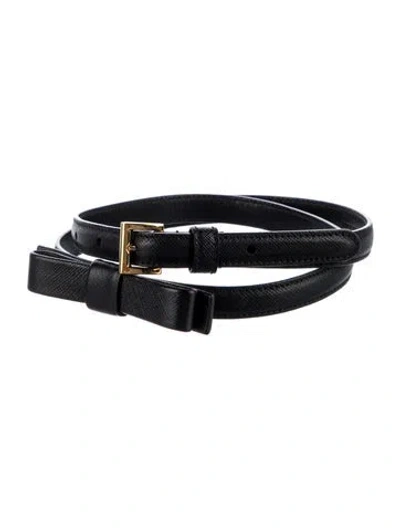 Pre-owned Prada Leather Waist Belt In Black
