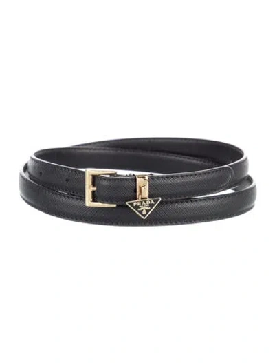 Pre-owned Prada Leather Waist Belt In Black