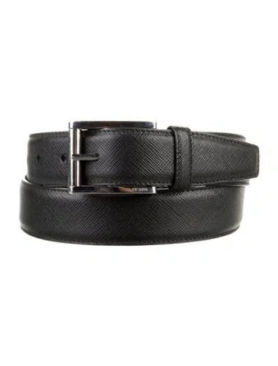 Pre-owned Prada Leather Waist Belt In Black