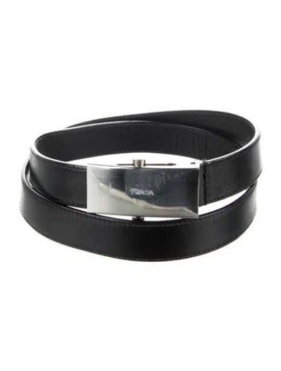 Pre-owned Prada Leather Waist Belt In Black
