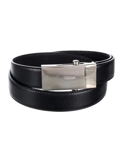 Pre-owned Prada Leather Waist Belt In Black
