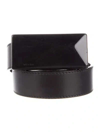 Pre-owned Prada Leather Waist Belt In Black
