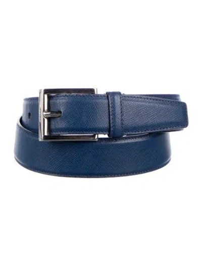 Pre-owned Prada Leather Waist Belt In Blue