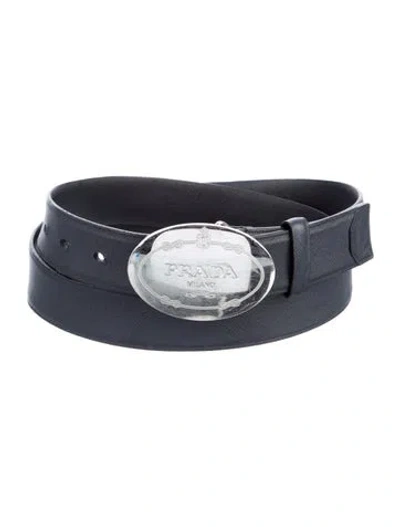 Pre-owned Prada Leather Waist Belt In Blue