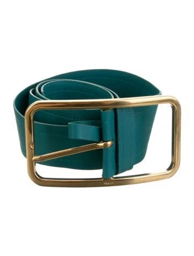 Pre-owned Prada Leather Waist Belt In Blue