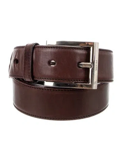 Pre-owned Prada Leather Waist Belt In Brown