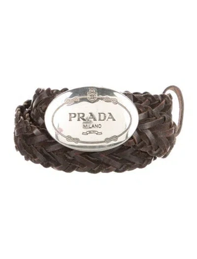 Pre-owned Prada Leather Waist Belt In Brown