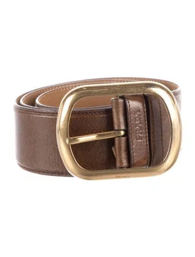 Pre-owned Prada Leather Waist Belt In Brown