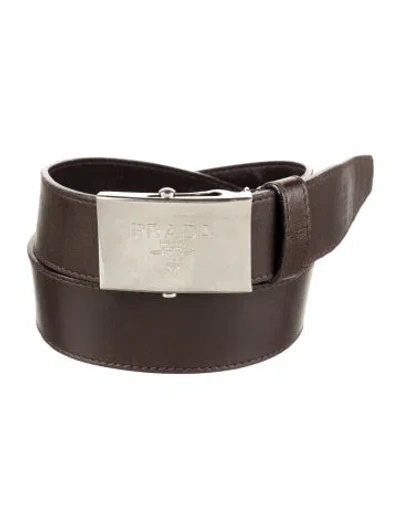 Pre-owned Prada Leather Waist Belt In Brown