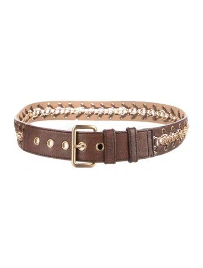 Pre-owned Prada Leather Waist Belt In Brown
