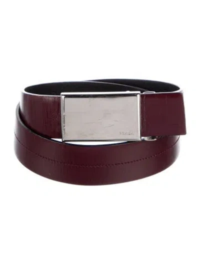 Pre-owned Prada Leather Waist Belt In Burgundy