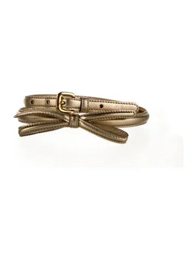 Pre-owned Prada Leather Waist Belt In Gold