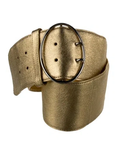 Pre-owned Prada Leather Waist Belt In Gold/metallic