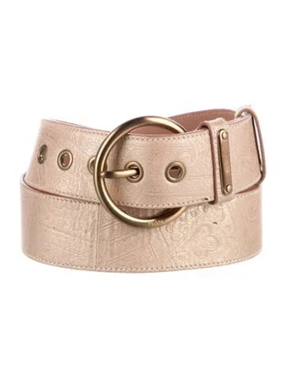 Pre-owned Prada Leather Waist Belt In Gold/neutrals