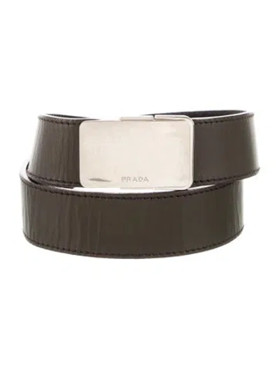 Pre-owned Prada Leather Waist Belt In Green