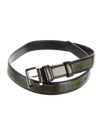 Pre-owned Prada Leather Waist Belt In Green