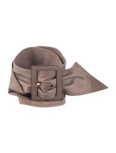 Pre-owned Prada Leather Waist Belt In Grey