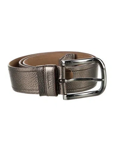 Pre-owned Prada Leather Waist Belt In Metallic/neutrals