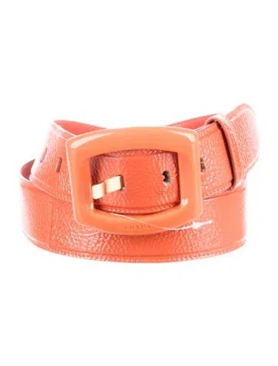 Pre-owned Prada Leather Waist Belt In Orange