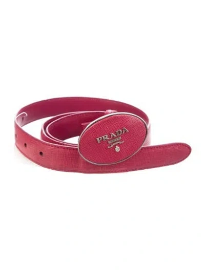 Pre-owned Prada Leather Waist Belt In Pink