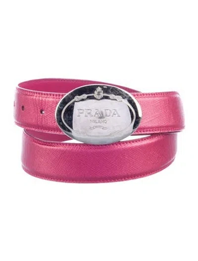 Pre-owned Prada Leather Waist Belt In Pink