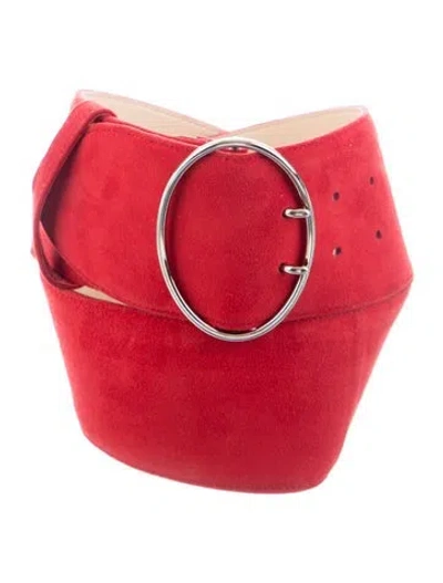 Pre-owned Prada Leather Waist Belt In Red