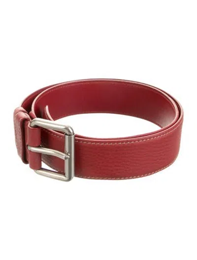 Pre-owned Prada Leather Waist Belt In Red
