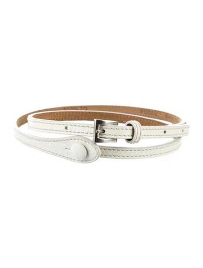 Pre-owned Prada Leather Waist Belt In White