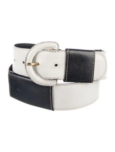 Pre-owned Prada Leather Waist Belt In White