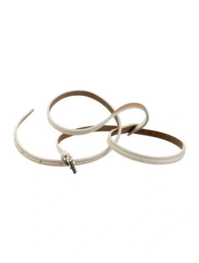 Pre-owned Prada Leather Waist Belt In White