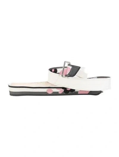 Pre-owned Prada Leather Waist Belt In White