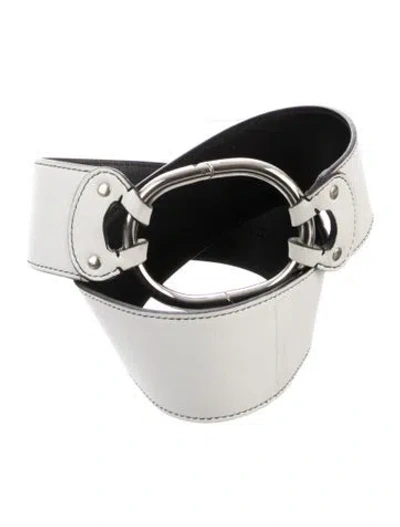 Pre-owned Prada Leather Waist Belt In White