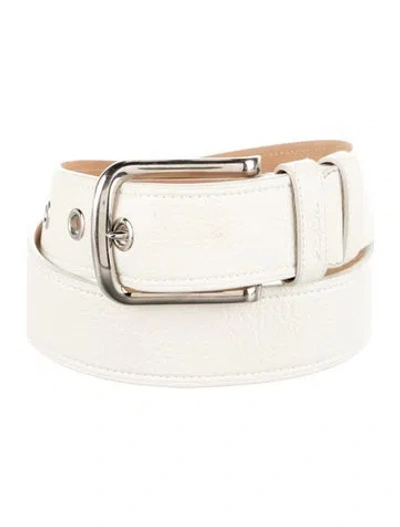 Pre-owned Prada Leather Waist Belt In White