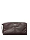 Prada Leather Wallet In Orange