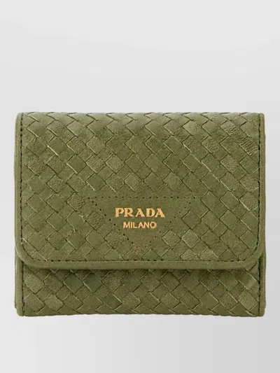 Prada Leather Wallet In Green
