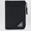 Prada Black Leather Card Holder In Black