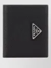 Prada Leather Wallet Bi Fold Design Texture In Black