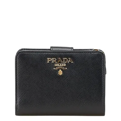 Pre-owned Prada Leather Wallet (bi-fold) () In Black