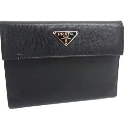 Pre-owned Prada Leather Wallet (bi-fold) () In Black