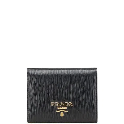 Pre-owned Prada Leather Wallet (bi-fold) () In Black