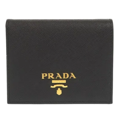 Pre-owned Prada Leather Wallet (bi-fold) () In Black