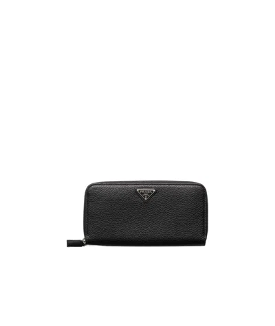 Prada Leather Wallet In Black