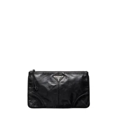 Prada Leather Wallet In Black