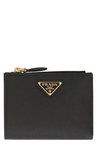Prada Triangle-logo Saffiano Leather Wallet In Black