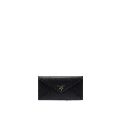 Prada Leather Wallet In Black