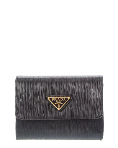 Prada Leather Wallet In Black